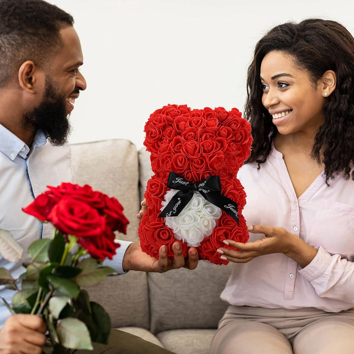 Orsetto di Rose Eterne con Cuore Regalo Romantico
