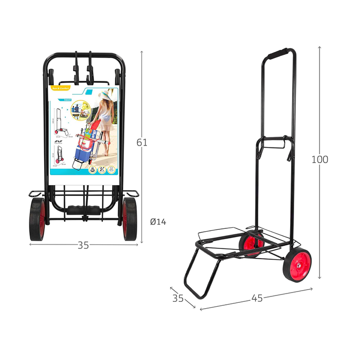 Carrello da Spiaggia Pieghevole con Ruote