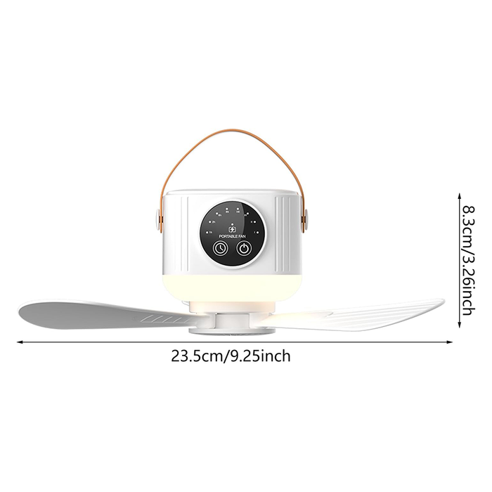 Ventilatore Portatile con Gancio e Luce LED