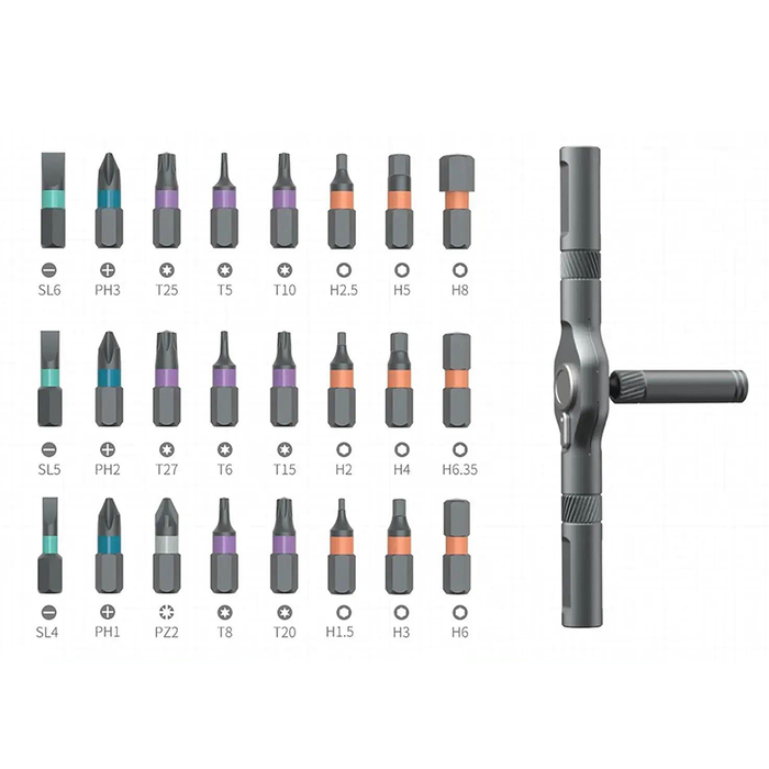 Set Cacciaviti Professionali 24 Punte con Chiave a Cricchetto