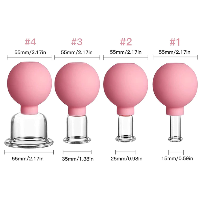 Coppette in Silicone e Vetro per Massaggio e Terapia 4 Pezzi