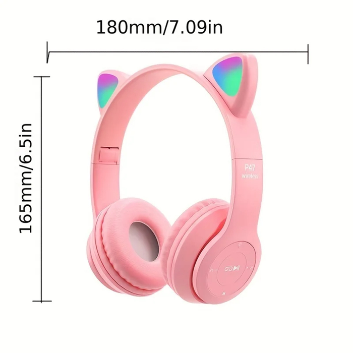 Cat Headphone Cuffie Bluetooth Pieghevoli con Luce LED