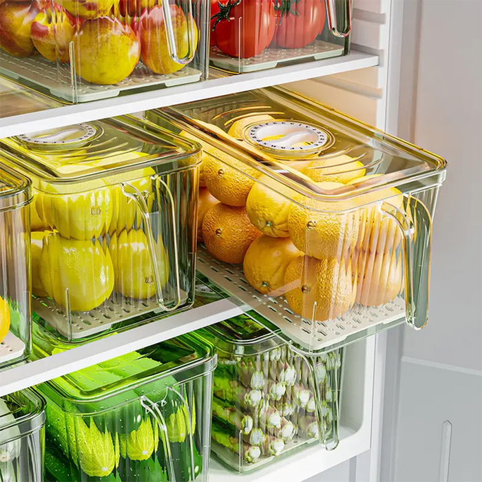 Contenedor organizador transparente con temporizador de frescura