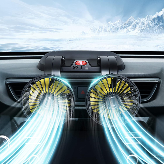 Ventilatore per Auto a Doppia Testa con Rotazione 360°