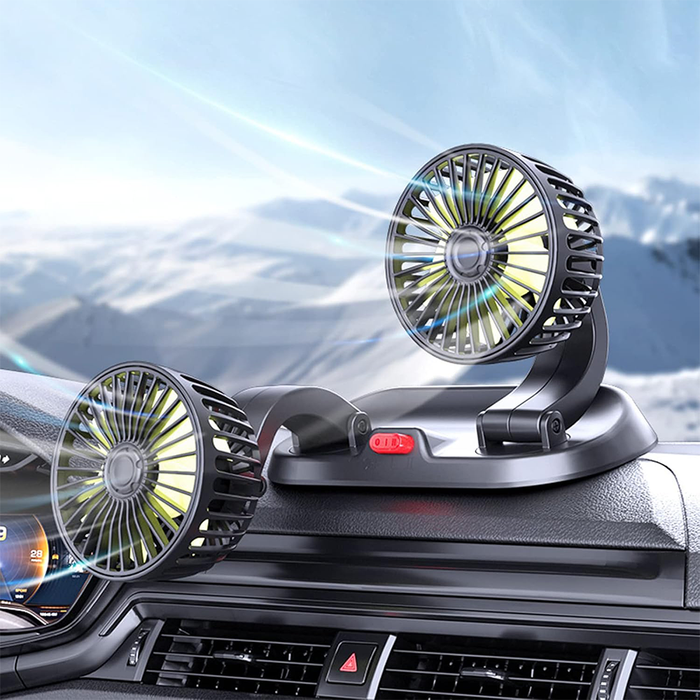 Ventilatore per Auto a Doppia Testa con Rotazione 360°