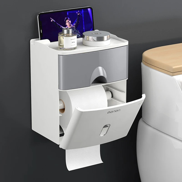 Dispensador de papel higiénico de pared 2 en 1