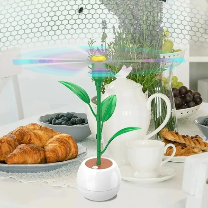 Scaccia Mosche da Tavolo a Forma di Vaso da Fiori con Pale Riflettenti