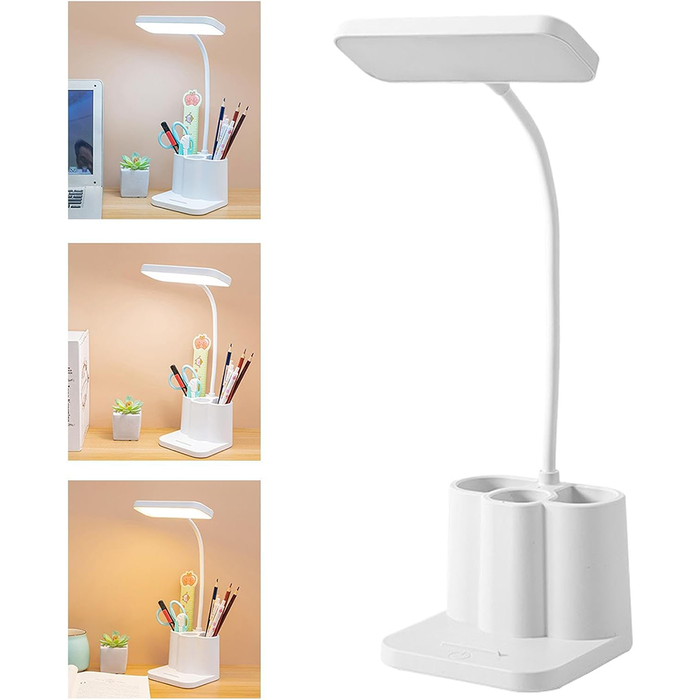 Lampada da Scrivania LED con Porta Penne e Luce Regolabile