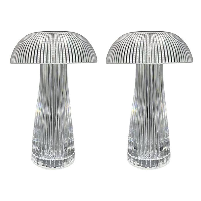 Lampada Cristallo da Tavolo Ricaricabile a Forma di Fungo RGB