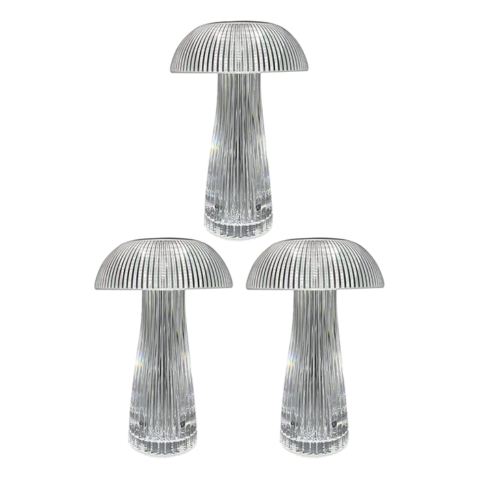 Lampada Cristallo da Tavolo Ricaricabile a Forma di Fungo RGB
