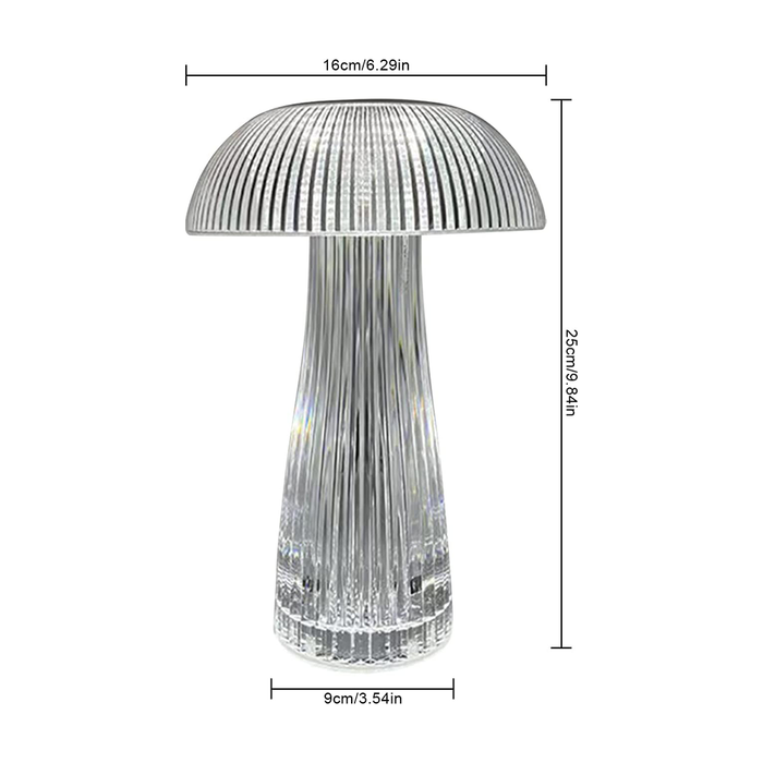 Lampada Cristallo da Tavolo Ricaricabile a Forma di Fungo RGB