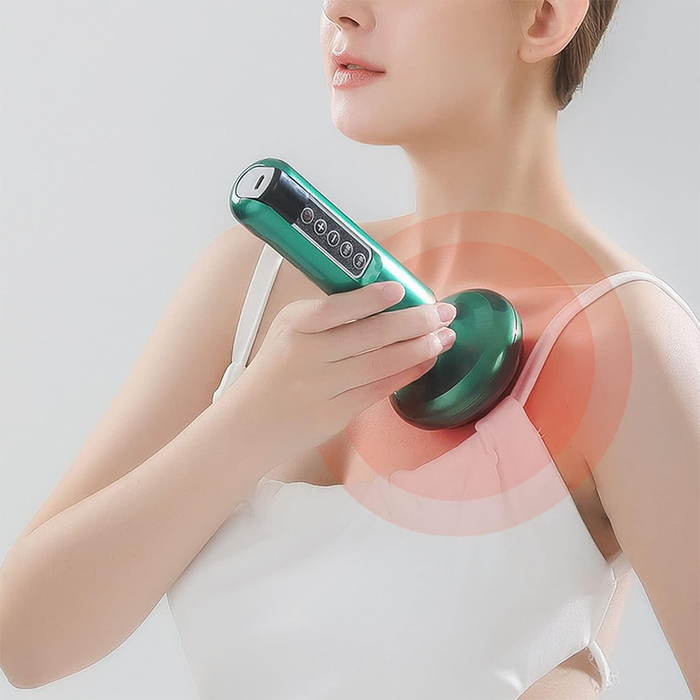 Massaggiatore Intelligente per Terapia a Coppettazione Elettrica 3 in 1 con Calore e Aspirazione Regolabile