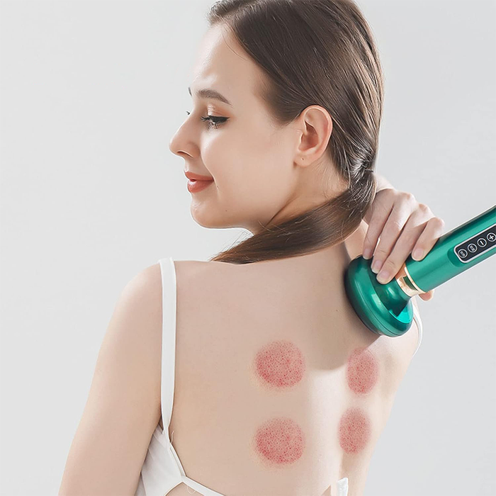 Massaggiatore Intelligente per Terapia a Coppettazione Elettrica 3 in 1 con Calore e Aspirazione Regolabile
