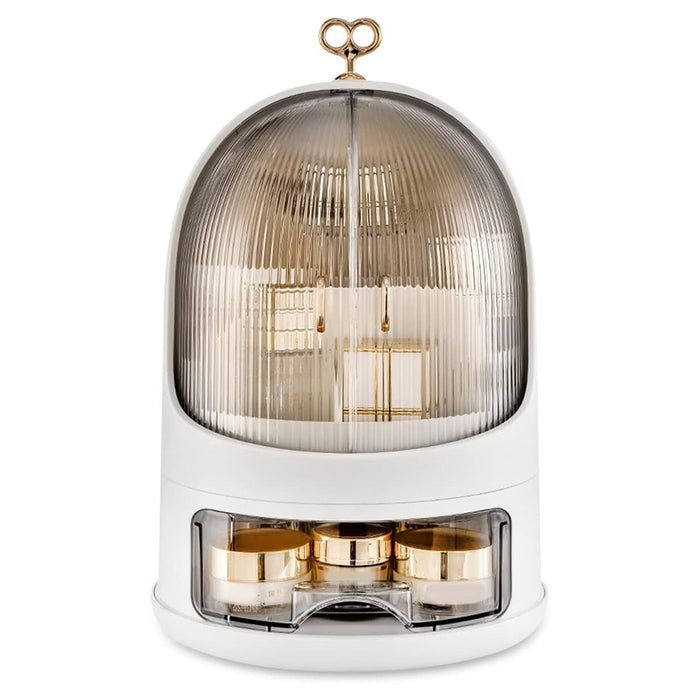 organizer portatile cosmetici GlamBox Pro con cupola trasparente antipolvere chiusa