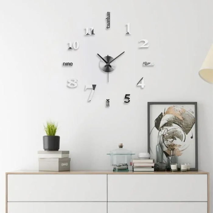 Orologio Parete Moderno Adesivo con Numeri 3D