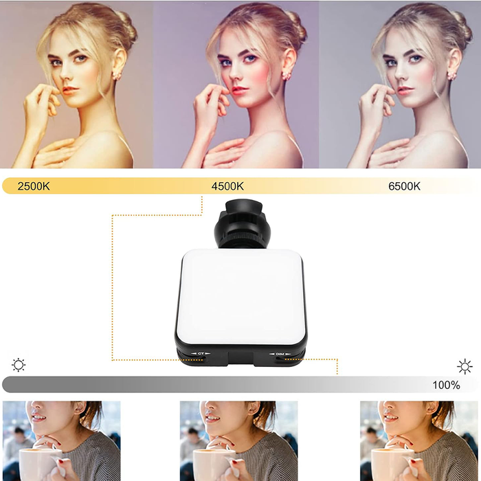 Luce LED con Clip per Selfie e Video con 3 Modalità