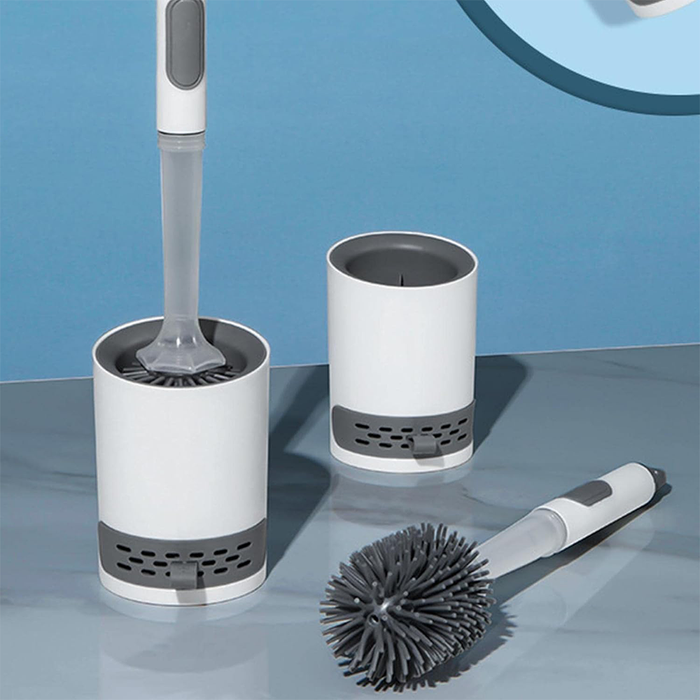 Cepillo de baño de silicona con dispensador integrado
