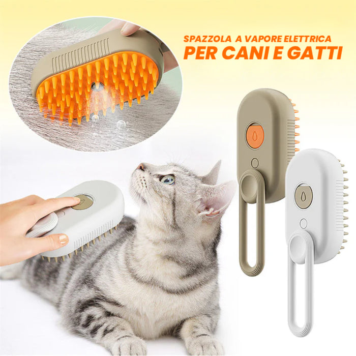 Spazzola a Vapore per Gatti e Cani Steamy 3 in 1