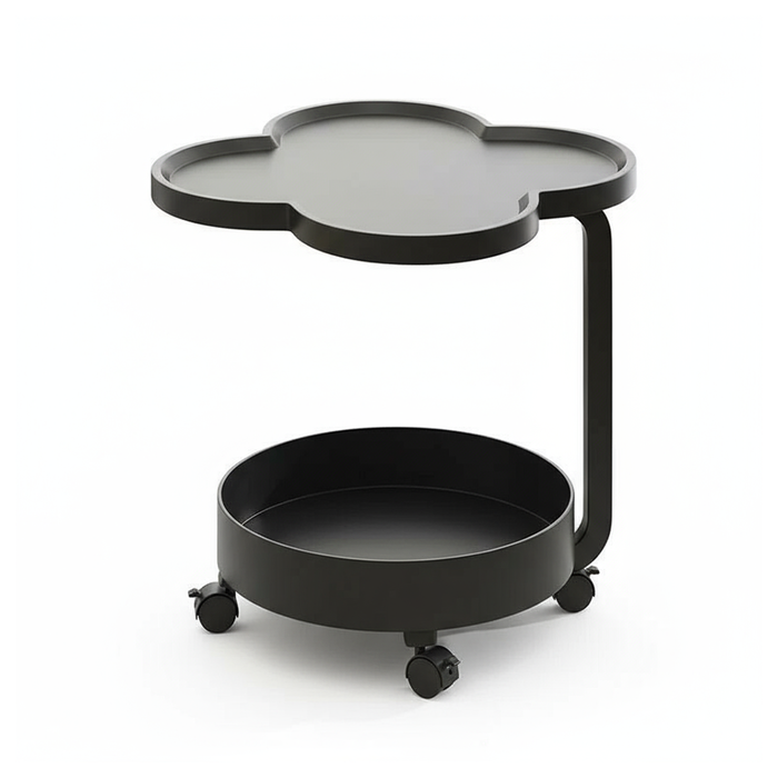 Tavolino Multifunzione a 2 Livelli con Ruote e Bordo Rialzato