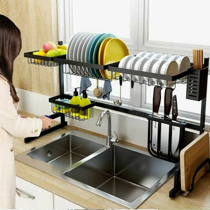 Escurreplatos de Encimera de Acero Inoxidable de 2 Niveles Easy Kitchen