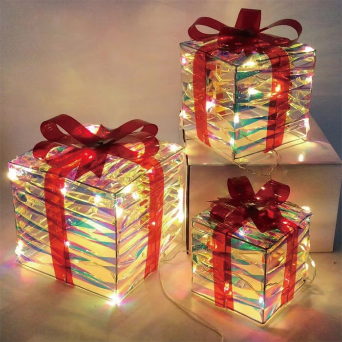 Set de 3 cajas luminosas de regalo "Magia de Navidad