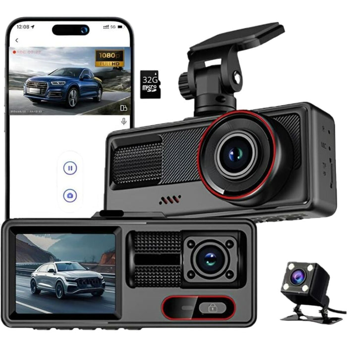 Black Box Dash Cam 3 Canali 1080P con WiFi