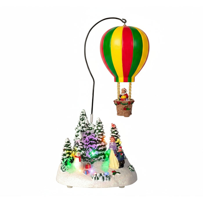 Carillon Natalizio Mongolfiera Luminosa con Babbo Natale e Musica