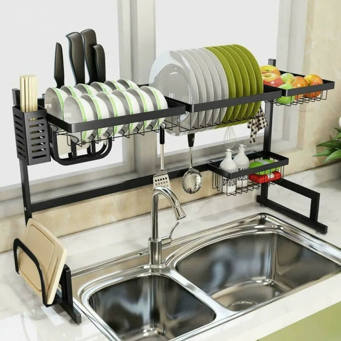 Escurreplatos de Encimera de Acero Inoxidable de 2 Niveles Easy Kitchen