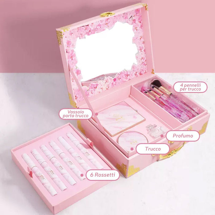 Beauty Box Set de 13 Accesorios y Espejo Interior