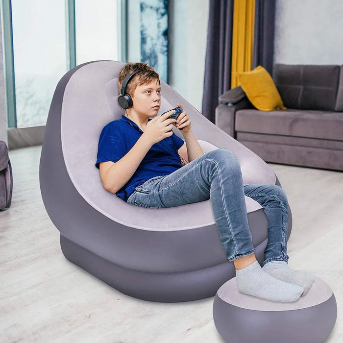 Sillón hinchable con reposapiés Avenli Deluxe