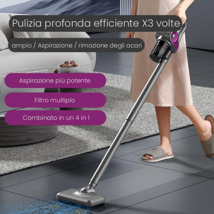 ECO FAST Aspirapolvere Senza Fili 4 in 1 con Filtro HEPA
