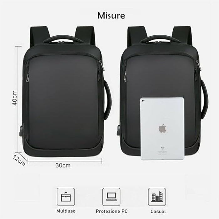 Dettaglio spallacci imbottiti e schienale traspirante dello zaino